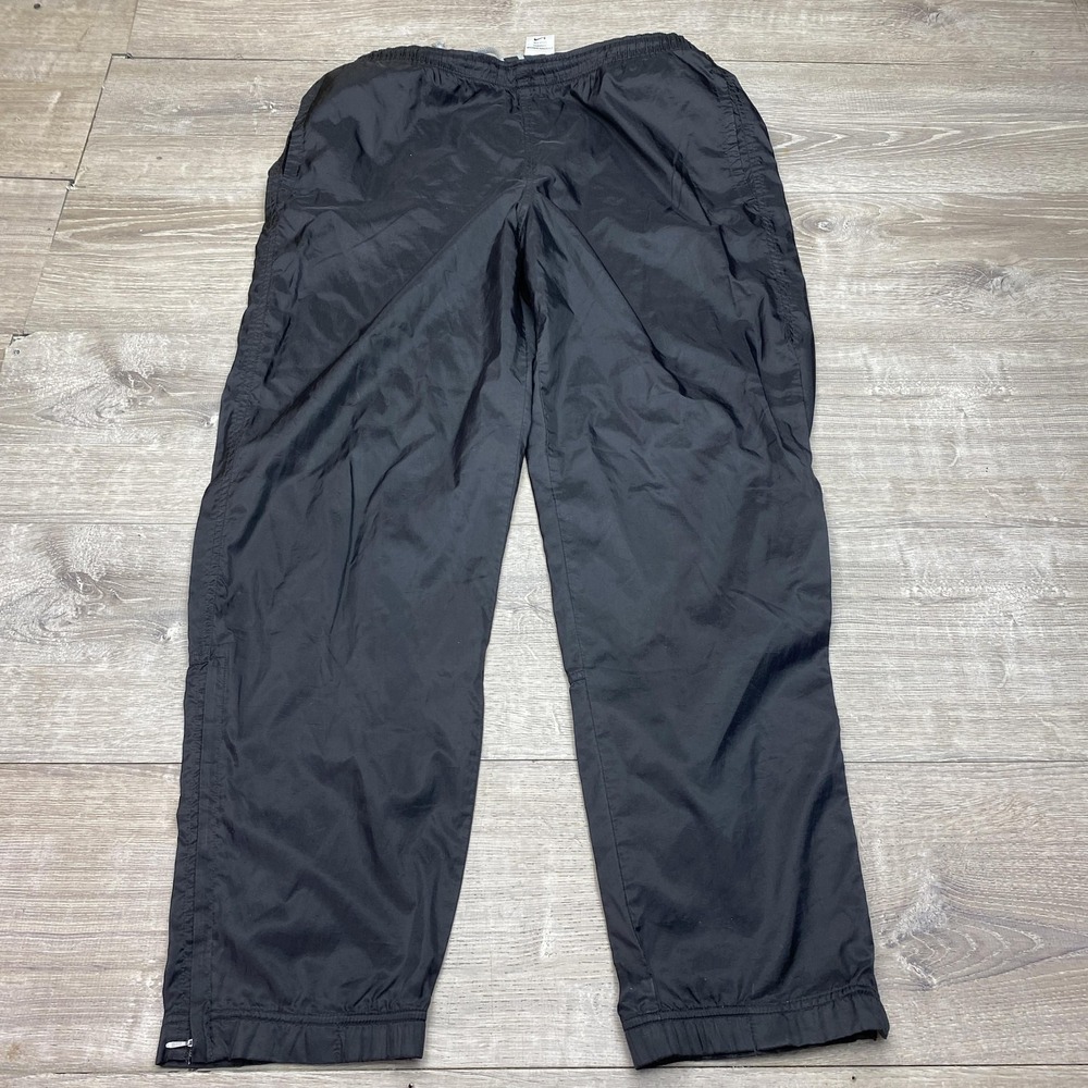 Nike Track Pants Women L Black Vintage‎ Nylon Zip Ankle Athletic Warm Up Jogger